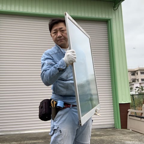 大阪府のガラス修理・交換の様子(1)